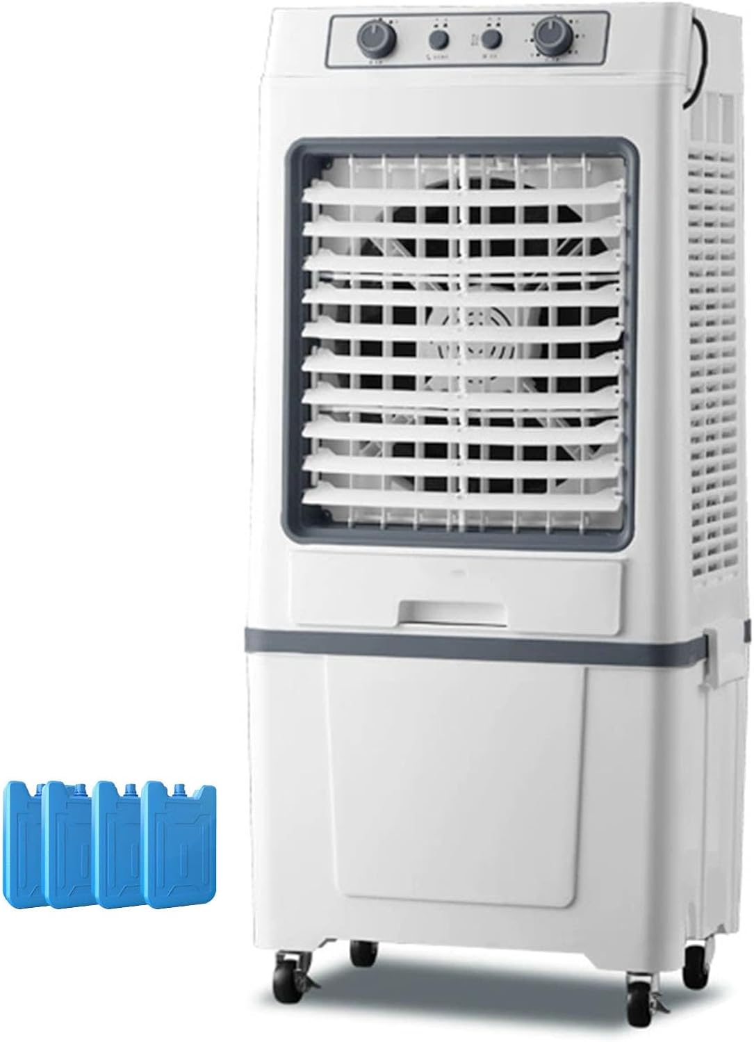 3 in 1 Evaporative Cooler, Swamp Cooler, Air Conditioner Portable with 8.8 Gal Split Water Tank, Knob Control, 3 Speed and 4 Ice Box(Gray)