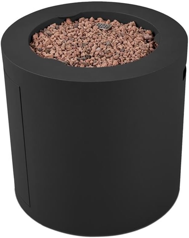 Home Square Set of 3 Propane Fire Pit Table & 2 Outdoor Chair with Cushions