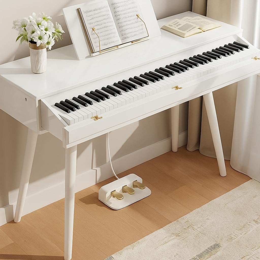 LANDTOM 88-Key High Level Heavy Hammer Electric Piano Drawer Type Home Desk Electronic Piano for Beginners/Intermediates/Seniors/Specialist (Black key without bench)