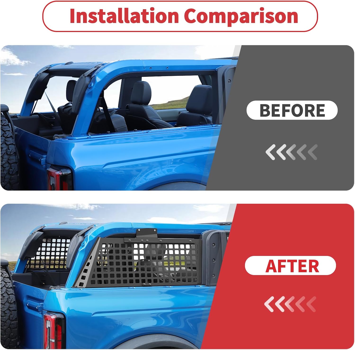 Linskip Trunk Molle Panel Compatible with 2021-2025 2026 Ford Bronco 2 Door Hard Top, Rear Window Cargo Molle Panel for Bronco Exterior Accessories - Space-Saving Organizer for Tools and Gear