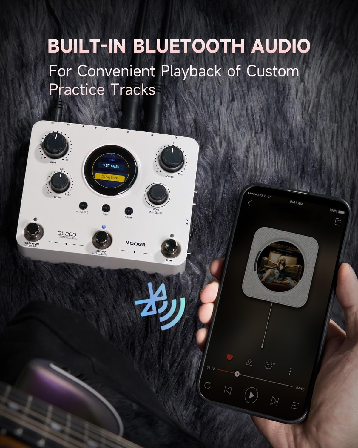 MOOER GL200 Looper Pedal Drum Machine, Drum Looper Guitar Pedal with 800 Mins Loop Dual TRS MIDI I/O Custom Drum Kits MIDI Groove Import Bluetooth Audio Integration Supports Microphone Headphone