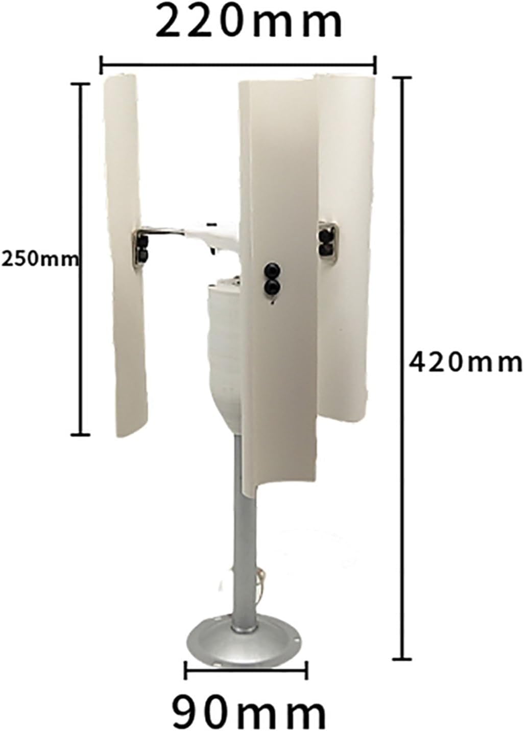 DIY Vertical Axis Wind Turbine Kit - 3-Blade PVC Windmill Model With 3-Phase PM Generator, LED Demo, Alloy Base