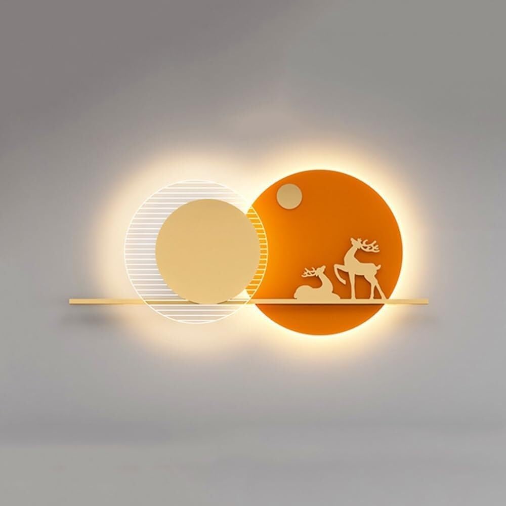 Nordic Modern LED Wall Sconce - Double Round Indoor Light for Living Room, Bathroom, Hallway, Bedroom, Dining, Stairs, and Porch Decor. (Orange 100cm) (Orange 120cm)