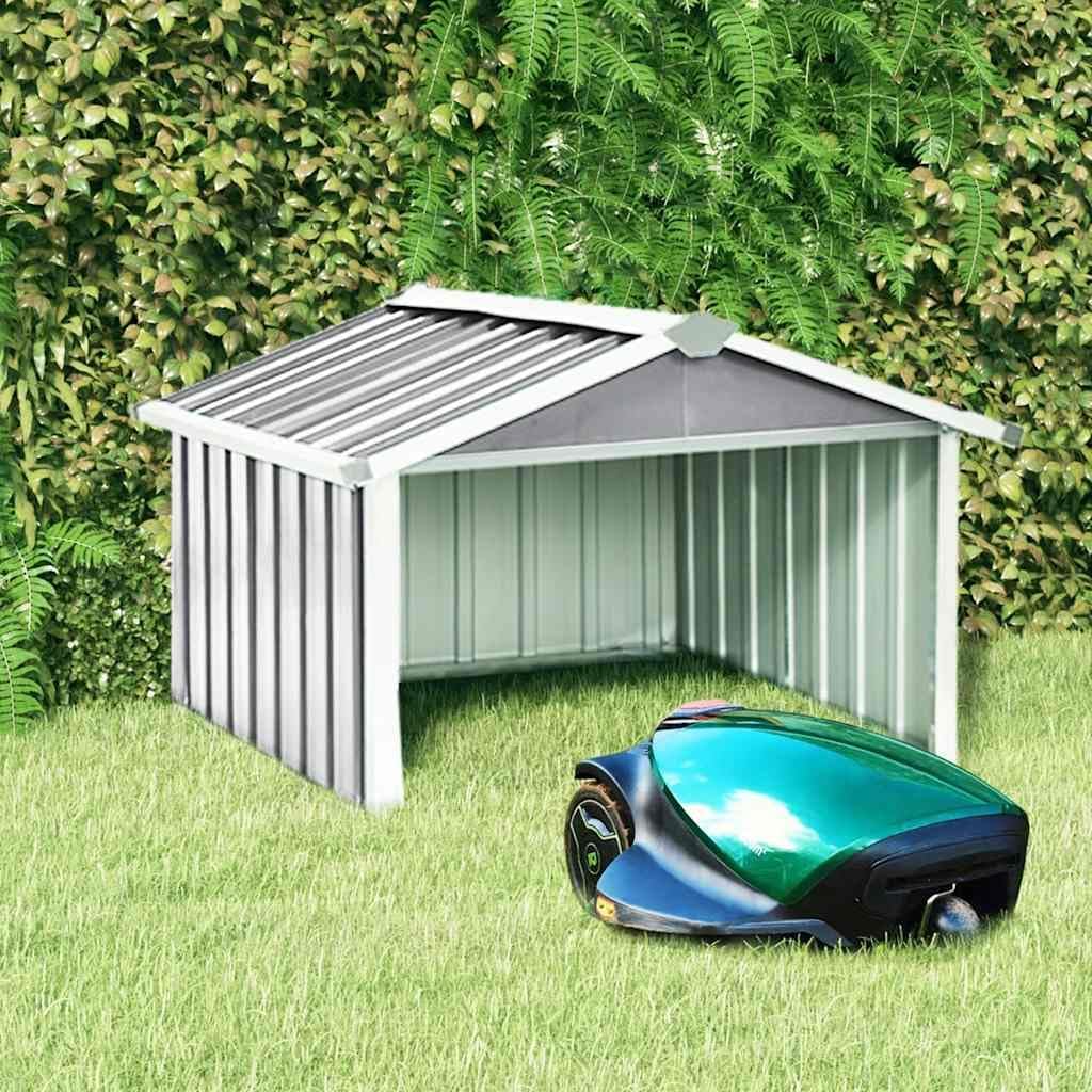 YAFF Grey Galvanized Steel Garden Shed for Outdoor Storage - Rectangular Robot Lawnmower Housing Solution