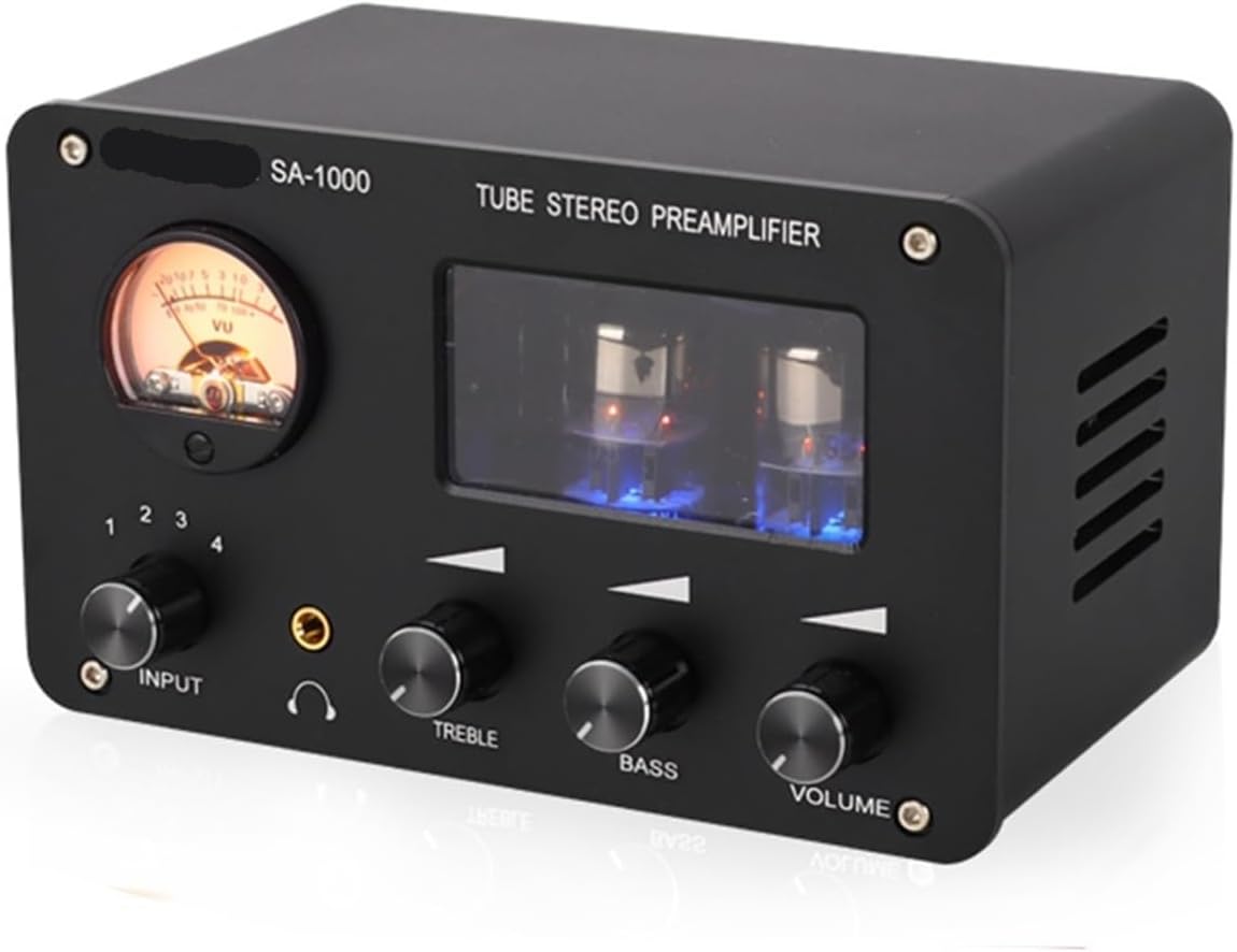 12V SA-1000 Tube preamplifier 4 Input 2 Output Headphone Amplifier high and Low Tone Adjustment Audio Amplifier