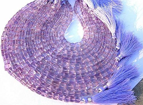13 inch natural beads strand of 5-6mm faceted cube pink amethyst gemstone beads for DIY jewelry - necklace, bracelet, earring, ring.