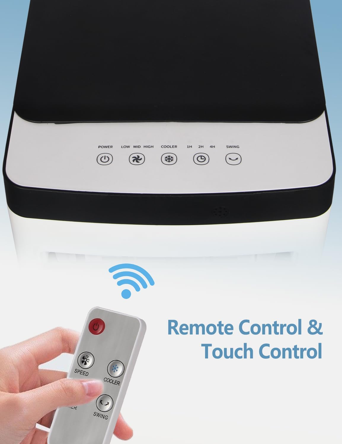 Portable Evaporative Air Cooler & Humidifier Fan, Energy Efficient Swamp Cooler with Remote, 3 Speeds, Timer - Indoor/Outdoor Cooling for Home, Room, Office (2025 Upgraded version)