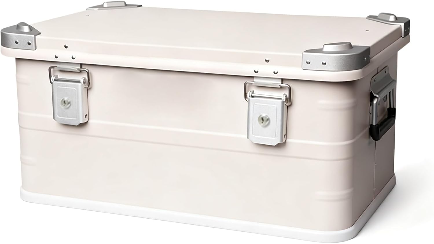 Metal Storage box Outdoor Storage bin Equipped With Safetys Latches Reinforced Handles and Shock Absorbing Design Heavy Duty Equipment Protective Storage box(Off-white)