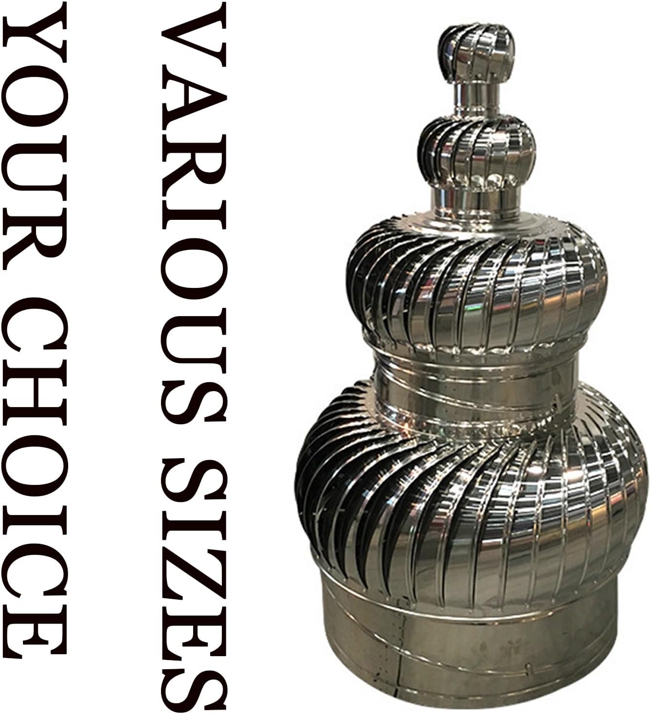 Wind Turbine, Dome Ventilator, Cap Vent Round, Stainless Steel Exhaust Cap, Wind Turbines Air Vents, Internally Braced Wind Turbine, DIY Easy Vent Hookup Kit, for Ventilation and Exhaust