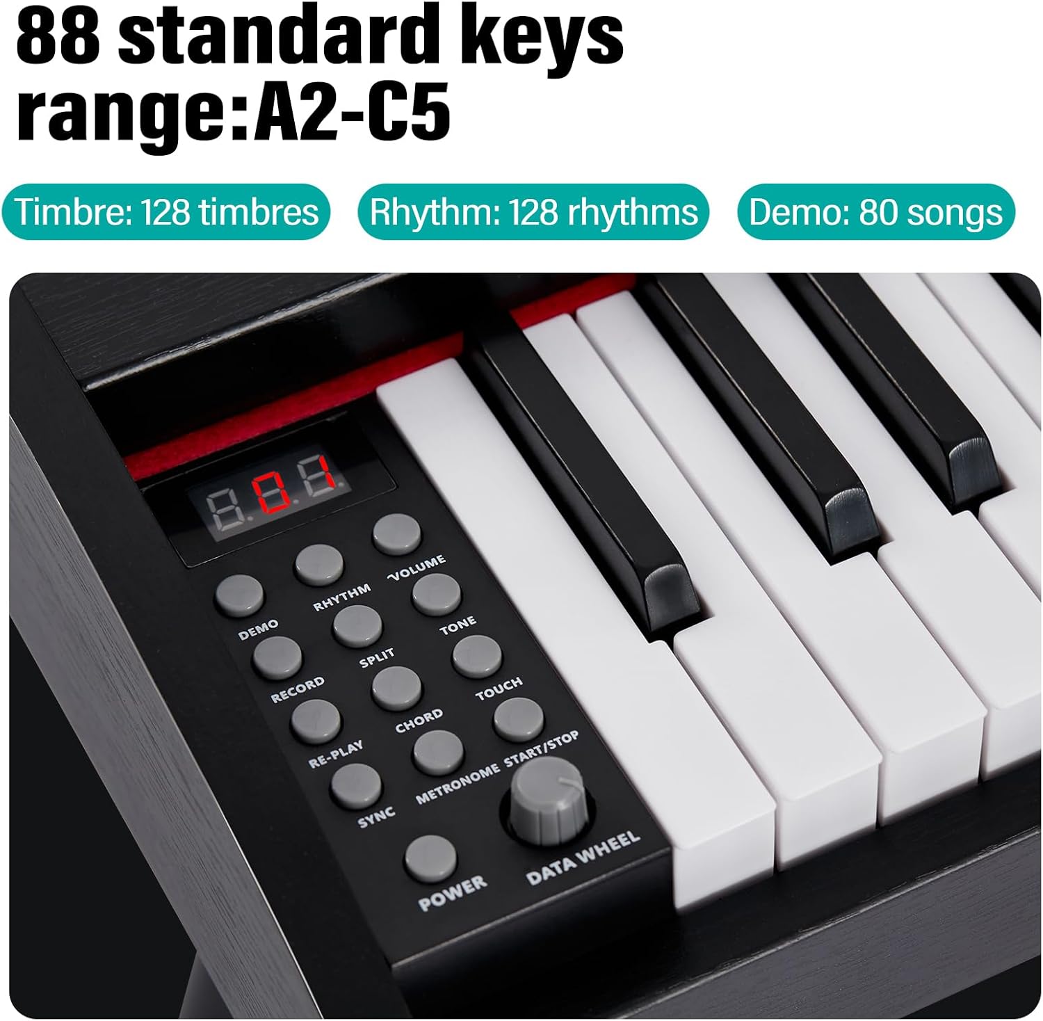 AODSK Beginner Digital Piano 88 Key Keyboard+AODSK Wooden Duet Piano Bench