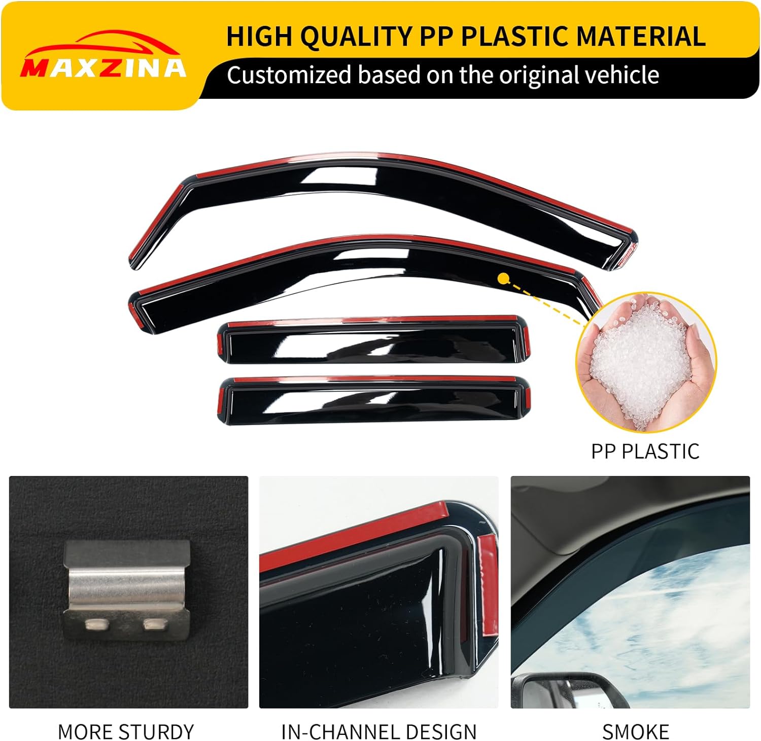 Visor Rain Guards Compatible with 2022-2025 2026 Ford Maverick Front and Rear in-Channel Window Visors Wind Deflectors Weather Shield for 2024 Maverick 4PCS Accessories