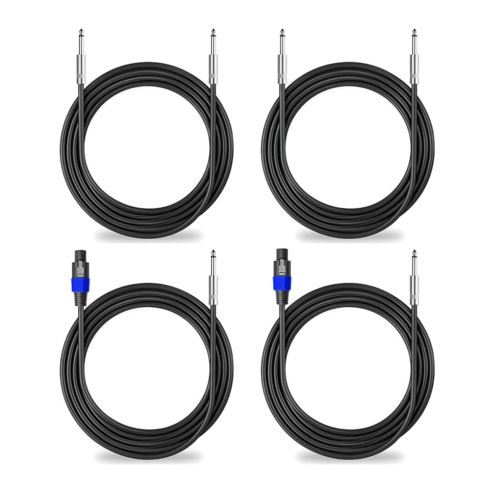 2Pack 50 ft Speakon to 1/4'' Cables & 2Pack 50 ft 1/4