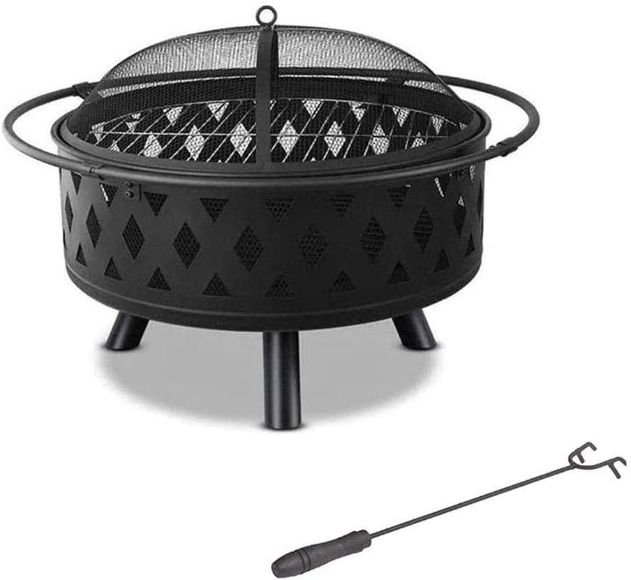 Outdoor Fire Pits Fire Bowl with Handles,Removable Metal Fire Basket with Fire Fork, Patio Garden Multifunctional Fire Pit for Heating/BBQ