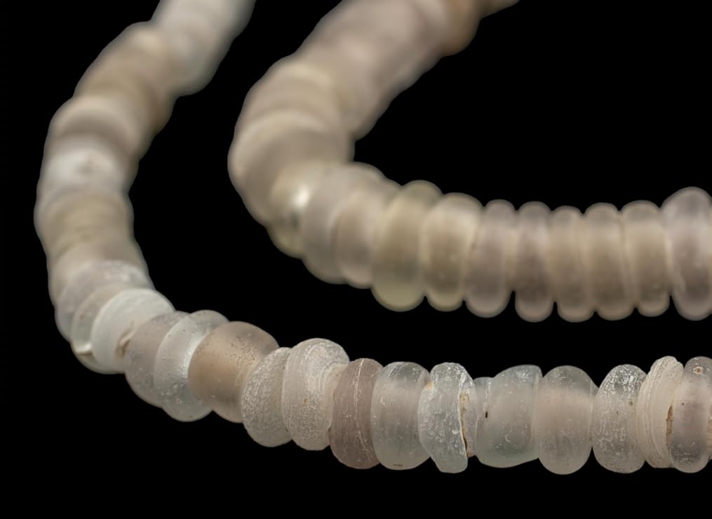 The Bead Chest Clear Old Annular Wound Dogon Beads 11mm Nigeria African Glass 36 Inch Strand Handmade