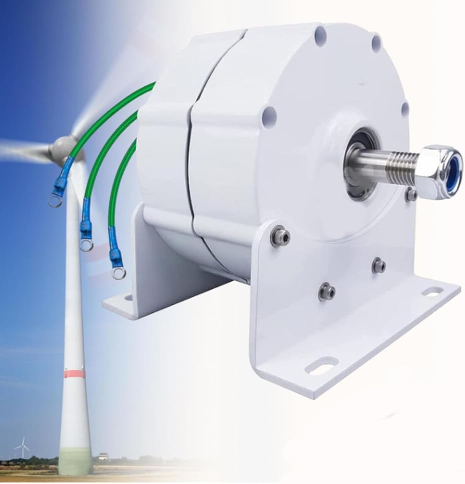 220v,HYZHANHONG 220V Low Speed AC Alternator Generators,5000W Gearless Permanent Magnet Generator with Base Use for Wind Turbine Water Turbine (White),12V- 220V