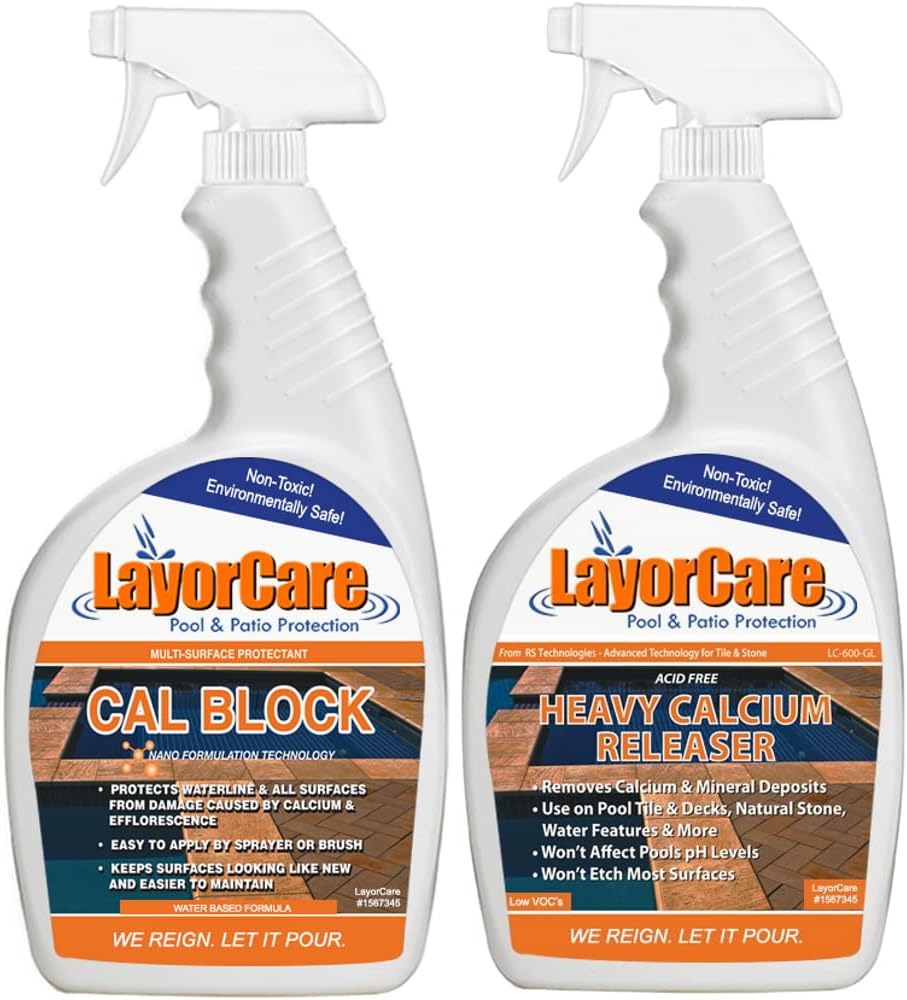 LayorCare Swimming Pool Stain Remover - Prevents Stains & Scale, Weekly Pool Treatment - HCR & Cal Block