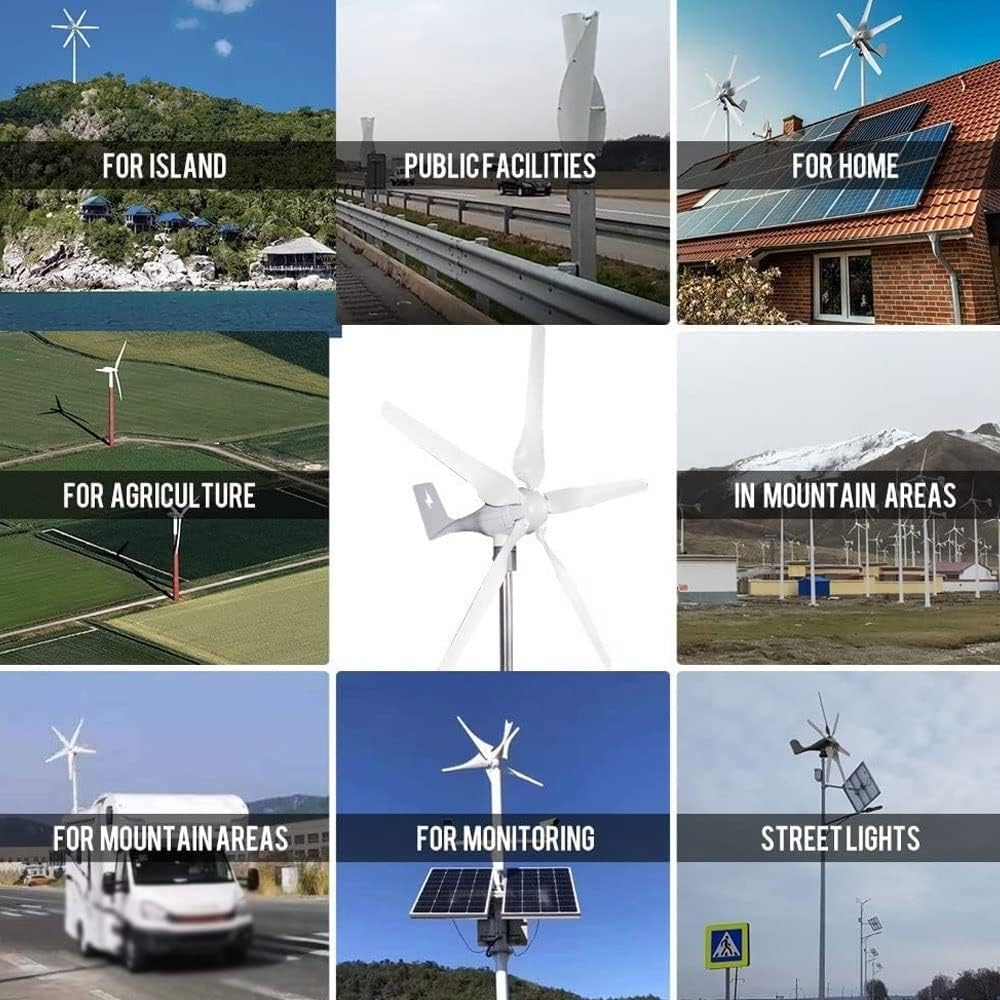 1000W Vertical Wind Turbine Generator - 12V/24V Free Energy Windmill with Controller for Home, Marine, and Off-Grid Charging Solutions