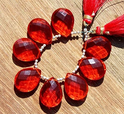 4 pcs 2 match pair 15x20 mm red quartz faceted pear briolettes