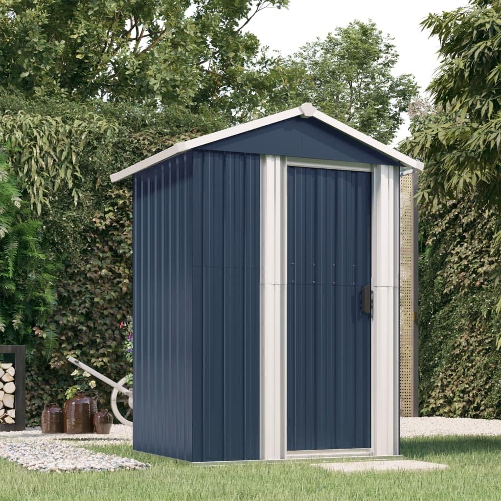 Anthracite Galvanized Steel Garden Shed Outdoor Storage Shed with Floor 49.6 x 49.6 x 69.7 Inches for Backyard Patio Pool Tool and Bike Storage