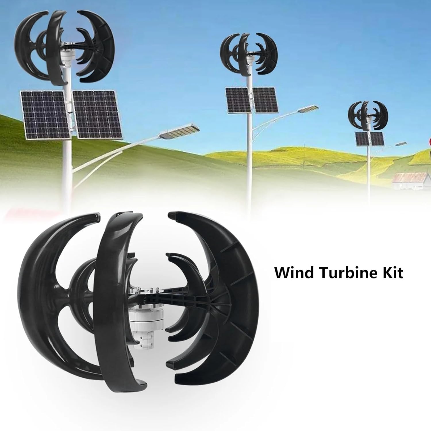 Wind Generator, 5 Blade Wind Lantern Type Generator Double Layer Power Components,for Home, Farm, RVs, Boats