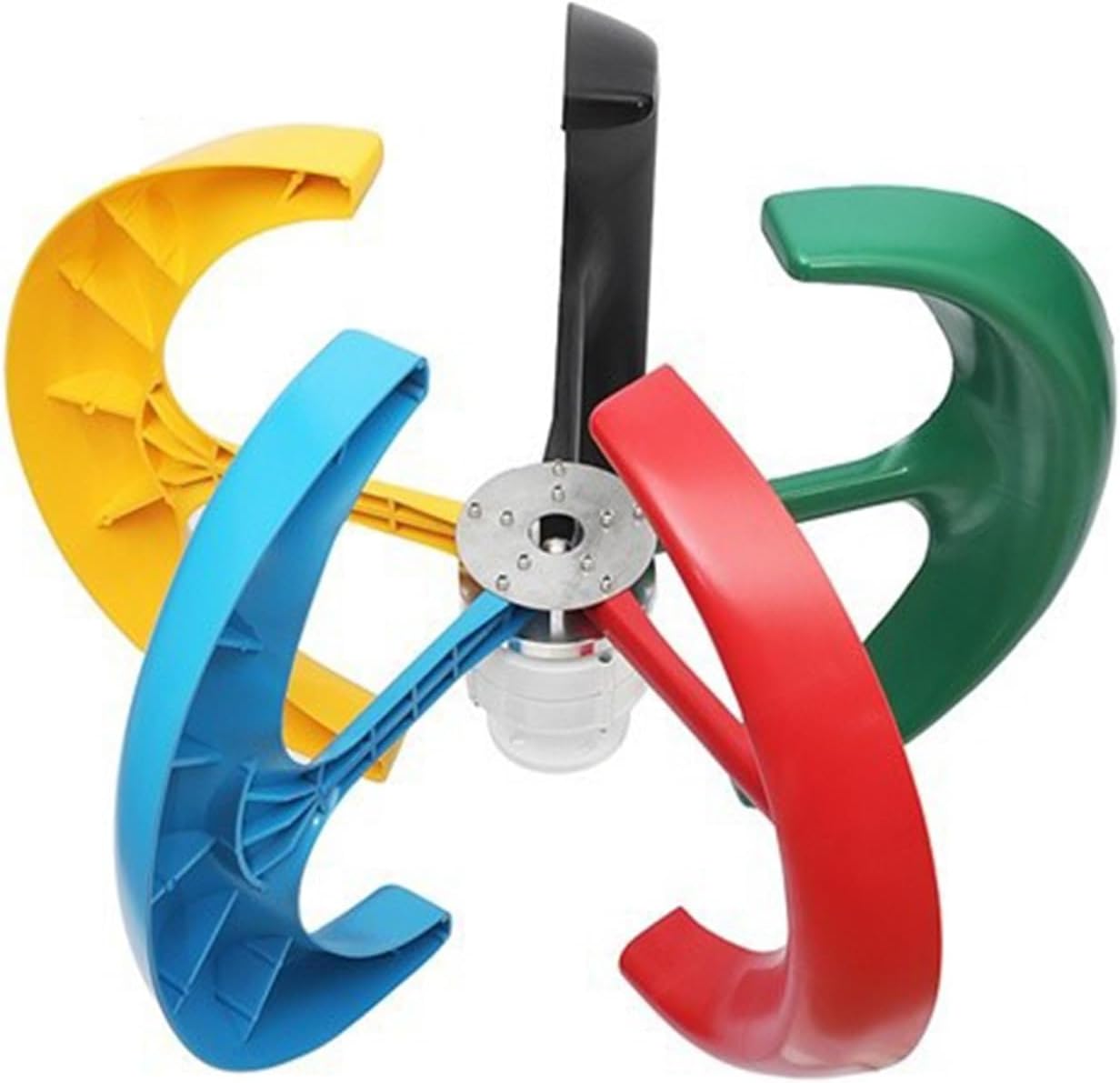 1200W 5-blade Mixed Color Vertical Axis Wind Turbine Kit With Controller DC12V/24V Home Outdoor Generator Wind And Solar Complementary Power Generation System ( Color : Multi-colored , Size : 24V )