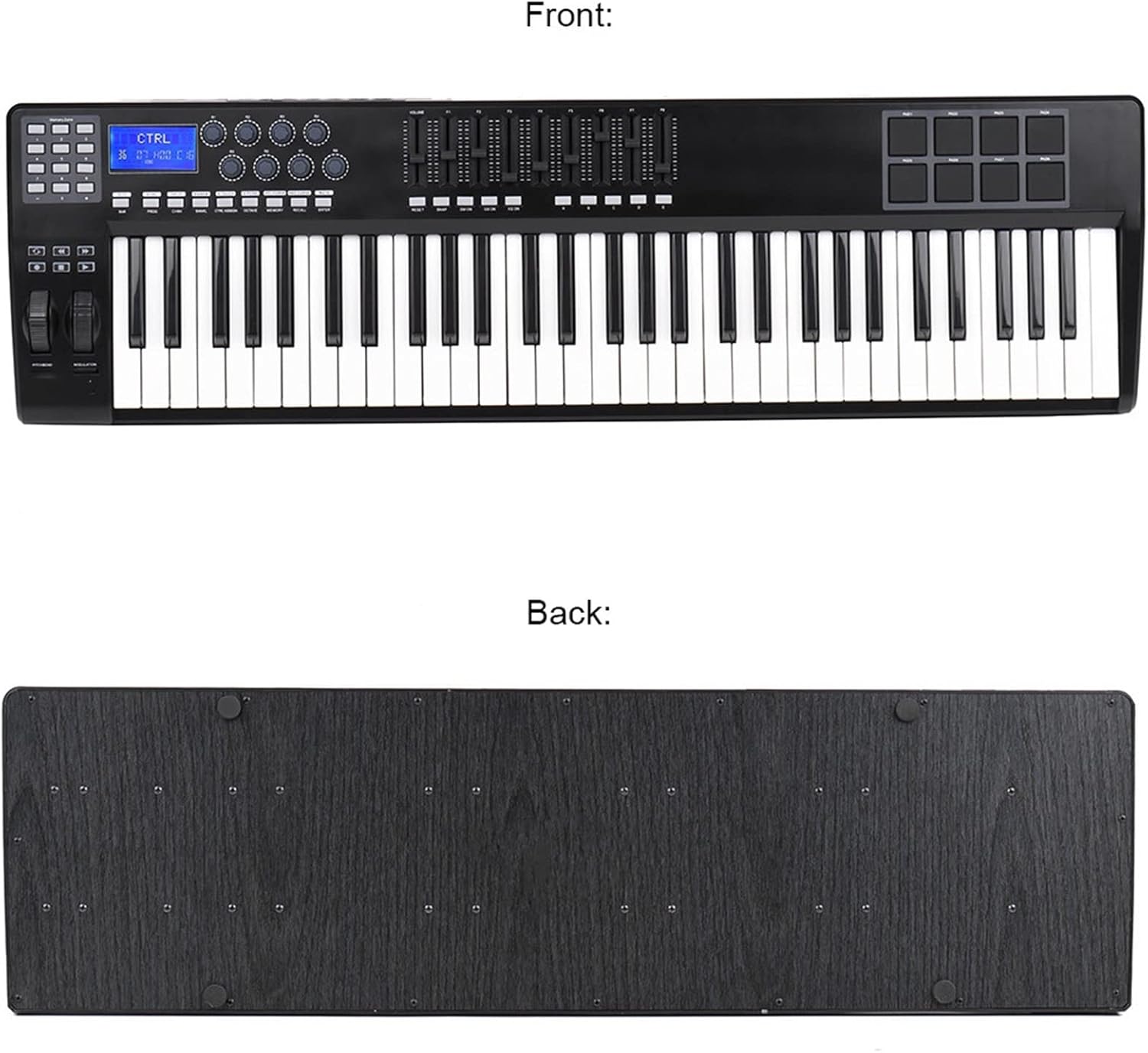 Keyboard Piano 61 Portable 61-Key USB MIDI Keyboard Controller 8 RGB Colorful Backlit Trigger Pads