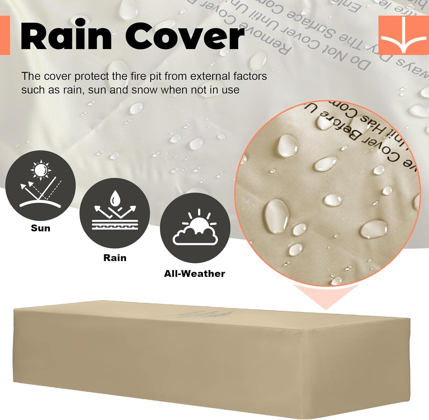 60Inch Fire Pit Table Propane with Tank Cover Windy Guard, 50,000 BTU Concrete Rectangle Firepit for Outside Patio with Metal Lid, Lava Rocks, Rain Cover, Backyard, Outdoor