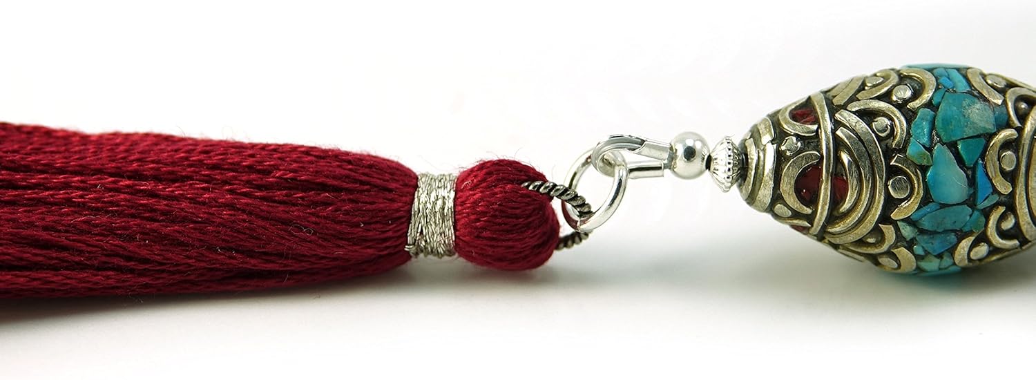 33 Howlite Tasbih Muslim Prayer Beads with Nepalese Bead and Sterling Silver Beads