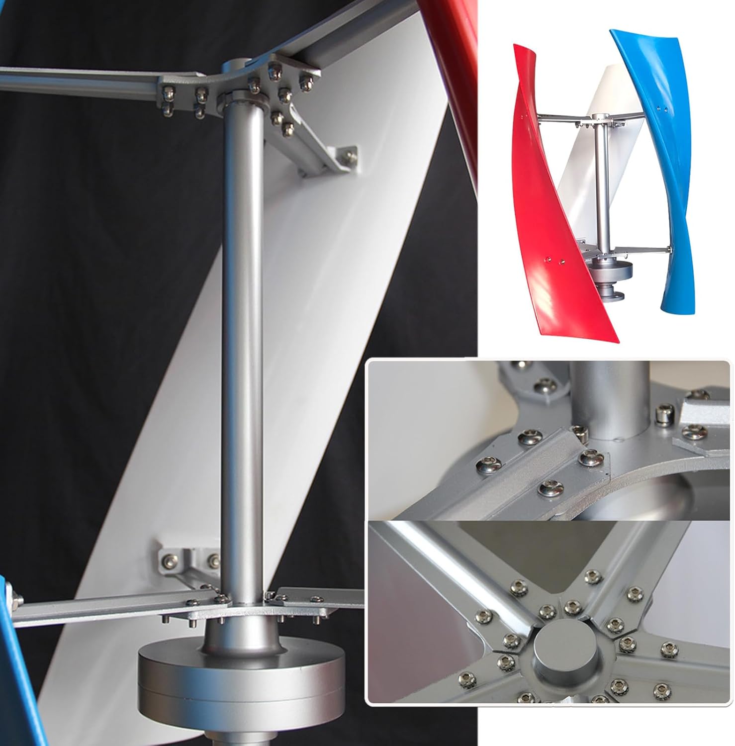 Wind Turbine Generator Kit 6000W 12V 24V Portable Vertical Wind Power Turbine Generator 3 Blade with Charge Controller for Marine RV Home Industrial,Multi-12V