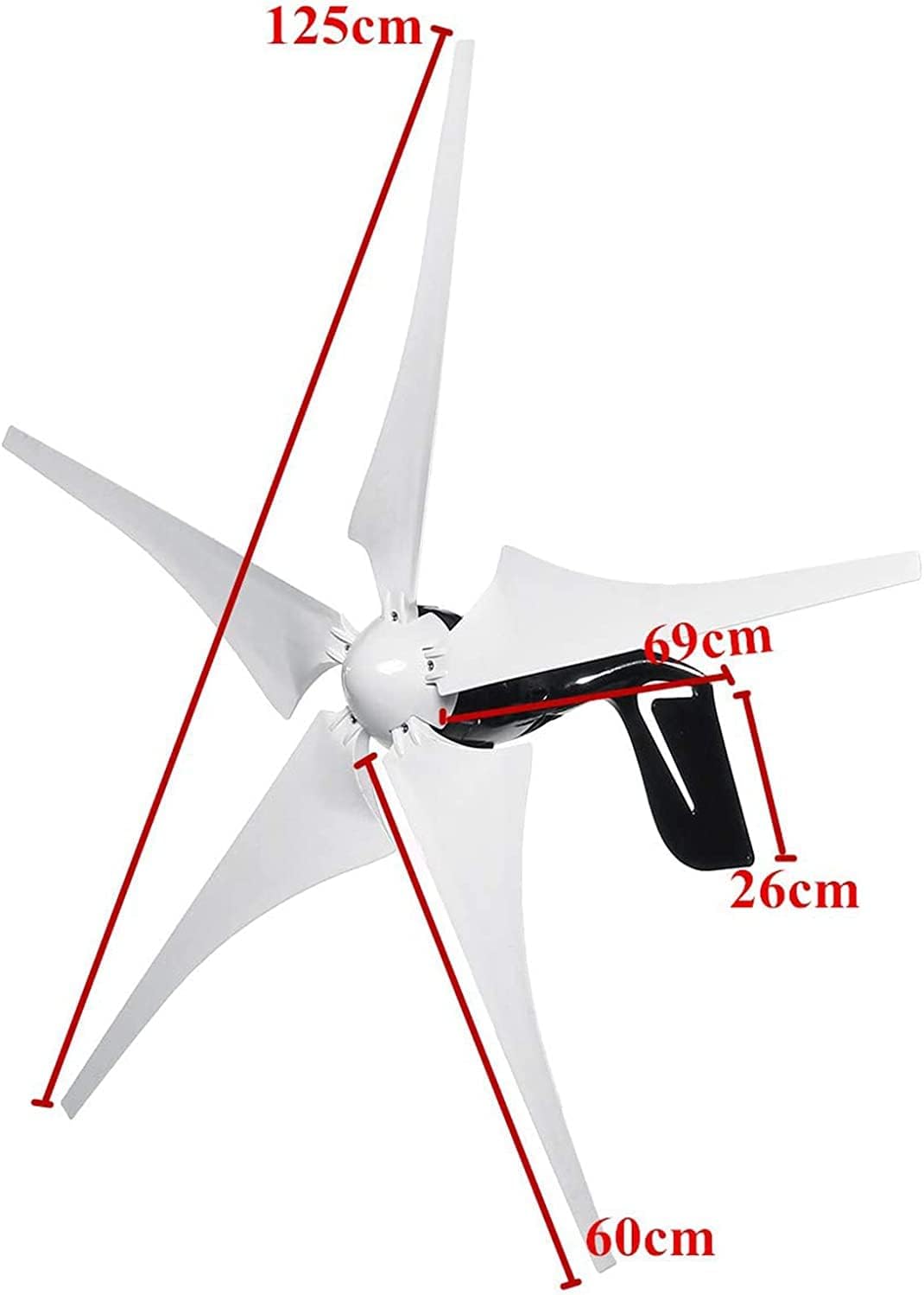 LiuSj JUnSt 4000W Small Windmill Turbines Generator,12V 24V 48V 5 Blade Horizontal Wind Turbines with Controller for Marine Home Charging (White),48v
