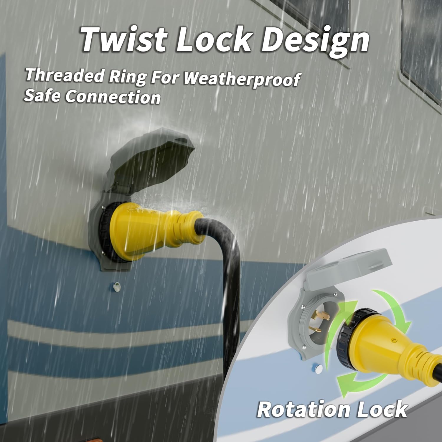 40 Amp Generator Cord, 100FT 40 Amp RV Extension Cord with Twist Lock, Generator Cable 40A 4 Prong Yellow, NEMA 14-50P/SS2-50R Heavy Duty STW Wire for RV Camper & House