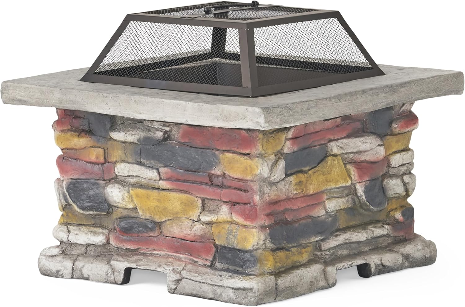 Outdoor 19.5 Inches Fire Column-40,000 Btu with Natural Stone Finish-Includes Tank Inside for Stylish Patio Heating (Stone Gray, 28