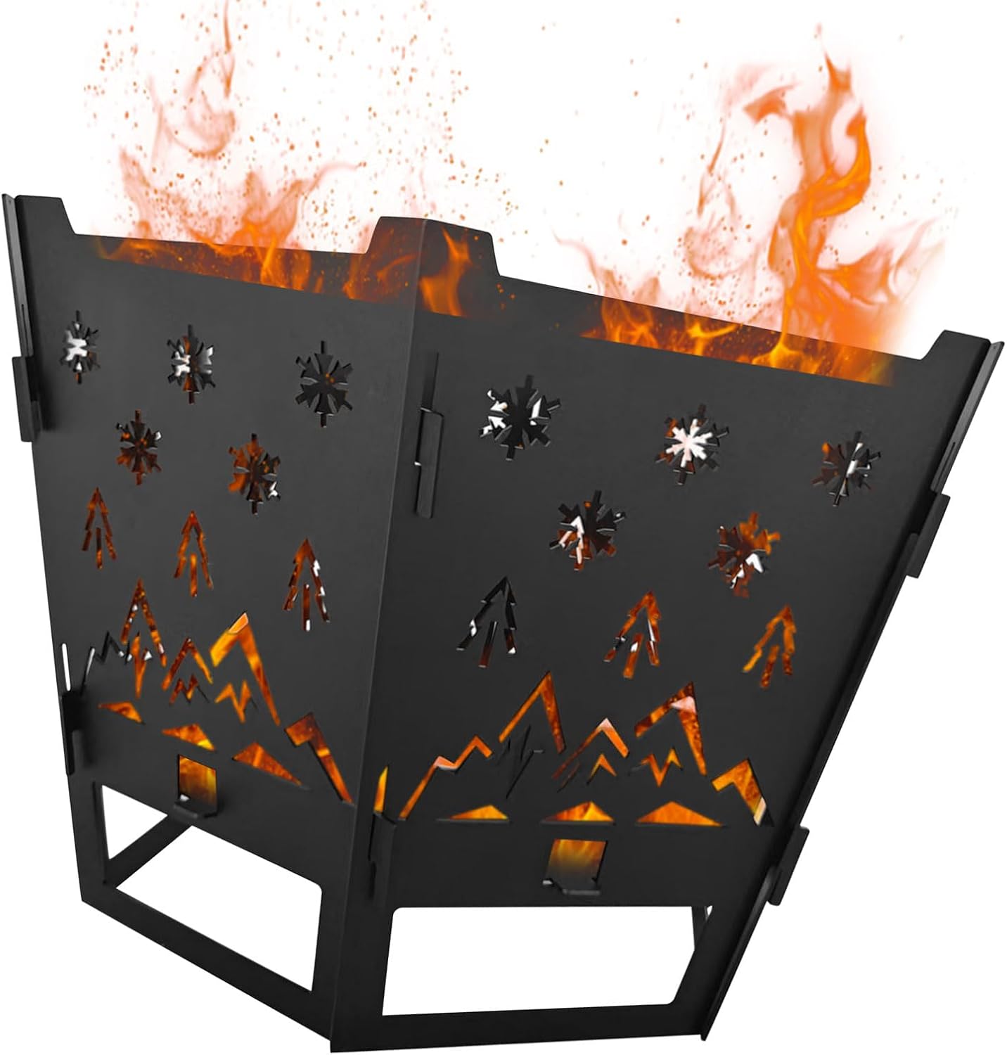 Pit for Camping-37.8 Inch Firepit for Patio Outside,Wood Burning Outdoor Indoor BBQ Picnic,Foldable Iron Pits for Backpacking Outdoor Detachable Flame Pit Stove