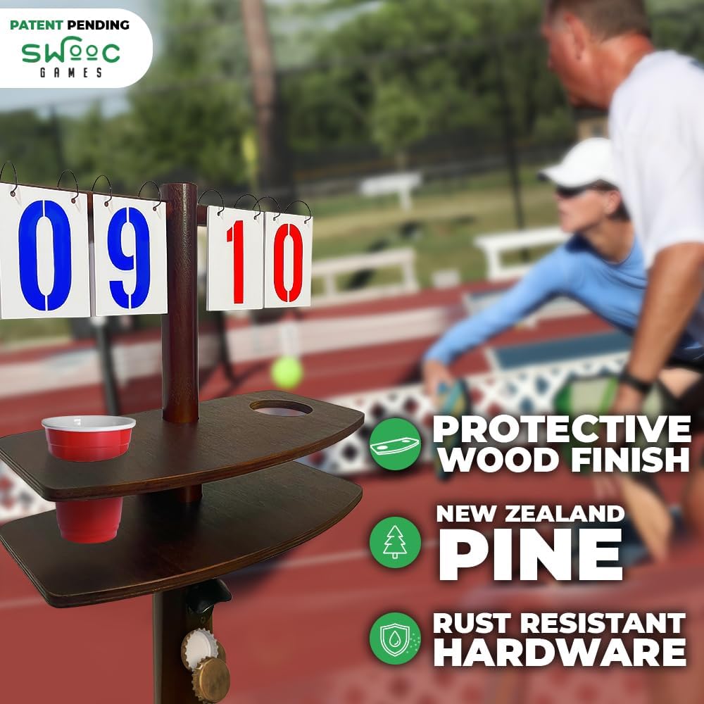 Swooc Games® – Cornhole Score Keeper & Other Yard Games – Weather Resistant – Cornhole Scoreboard with Drink Holder & Bottle Opener & Magnetic Cap Catch – Cornhole Accessories – Corn Hole Score Boards