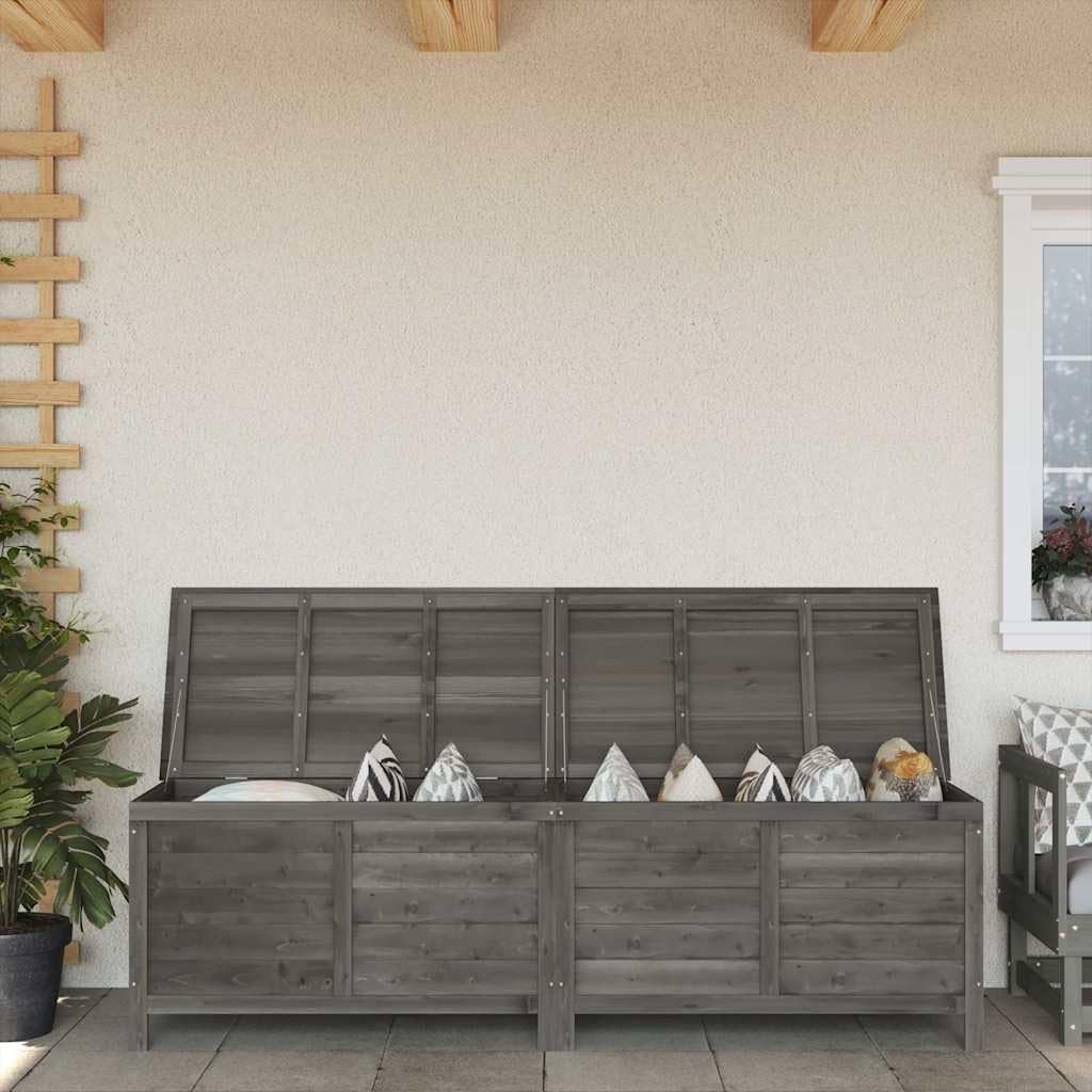 Anthracite Garden Storage Box, Solid Fir Wood Outdoor Deck Container, 78.1 x 19.7 x 22.2 Inches Large Patio Bin for Cushions, Toys, Gardening Gear, Weather-Resistant Pool Chest