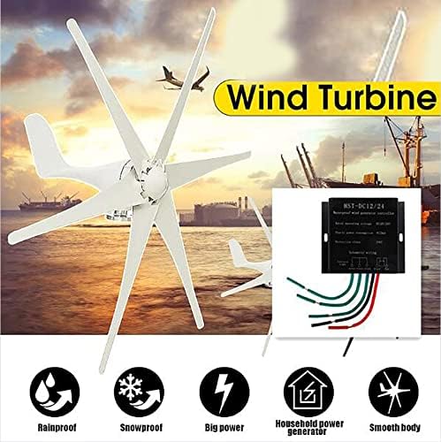 24V Low Noise 10000W Horizontal Wind Turbine Generator - 12V/24V Permanent Magnet with Hybrid Controller for Home Energy Solutions