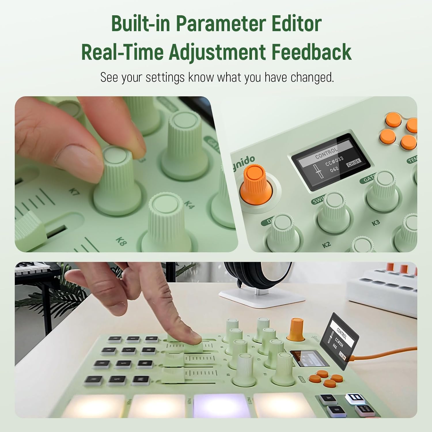 Synido Wireless Audio Interface Live Sound Card and Midi Pad Controller, Portable Beat Maker Machine with Drum Pads