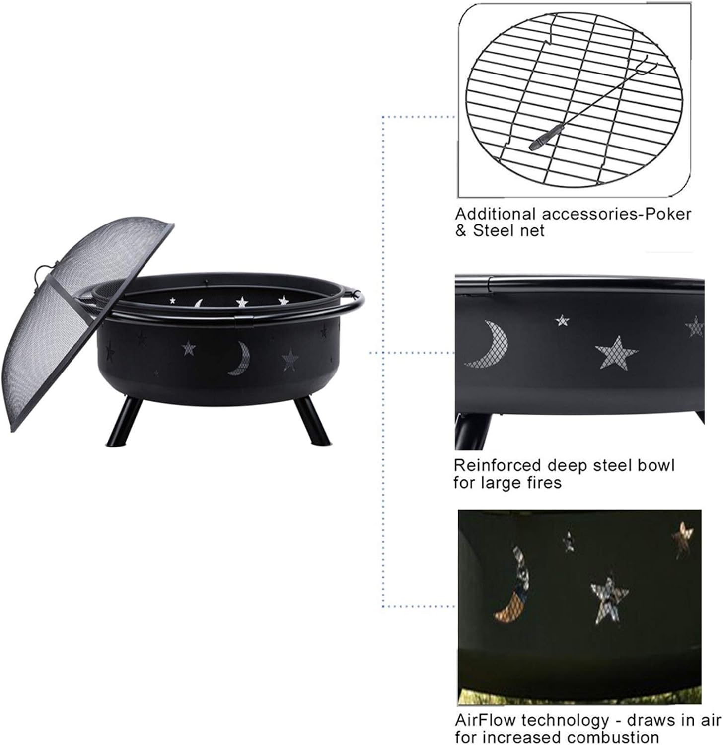 Outdoor Fire Pit Garden Fire Pit, Wrought Iron Cooking Fire Pit, Garden Gifts for Neighbors (Color : Style 1) (Style 1)