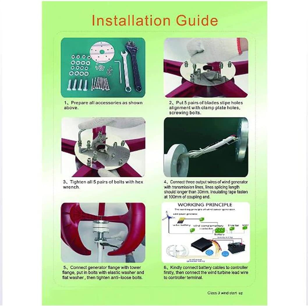 LiuSj JUnSt Wind Generator System, 5 Blades Vertical Wind Power Generator 12V/24V /48V 8000W Vertical Wind Turbine Generator for Garden & Home