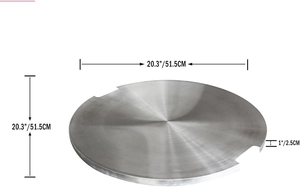 Elementi Outdoor Manchester Fire Pit Table Round Stainless-Steel Lid 21 x 21 Inches Fire Pit Accessories Patio Heater Lid