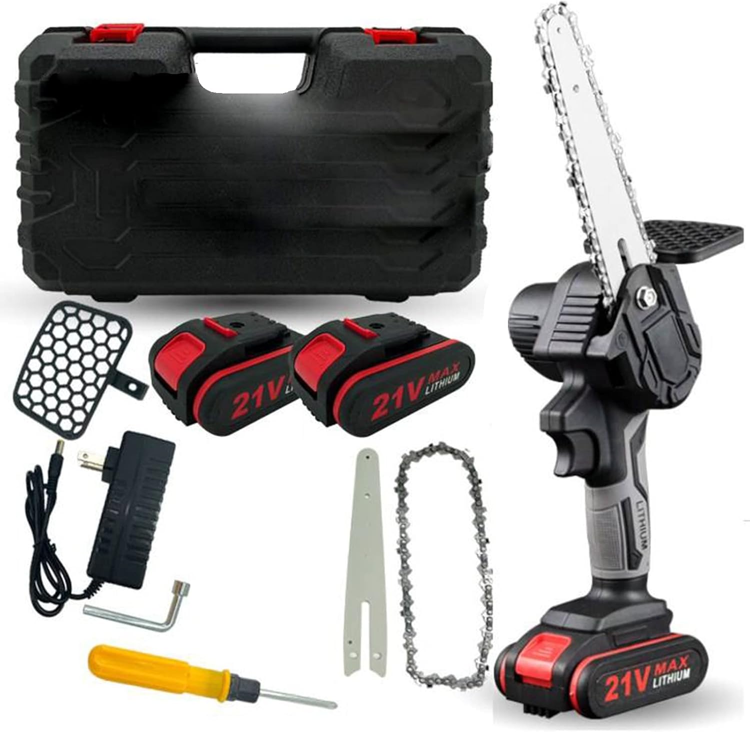 Mini Chainsaw Cordless, 6-Inch Battery Chainsaw, Small Electric Saw, Rechargeable Portable one-Hand Power Chain Saws for Garden and Farm Pruning