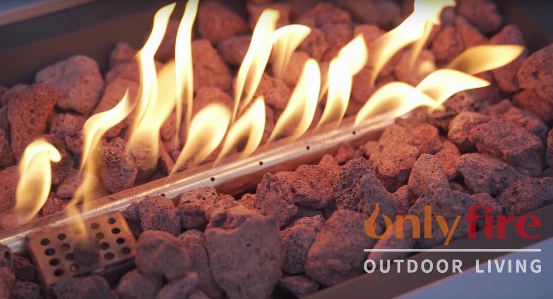 Onlyfire Premium 60” Outdoor Fire Pit Table with Lava Rocks& 12FT Hose, Large Propane Gas Firepit, Smokeless Fireplace 60,000BTU, Flame Adjustable for Backyard Patio Bonfire Party, Iron Patio Heater