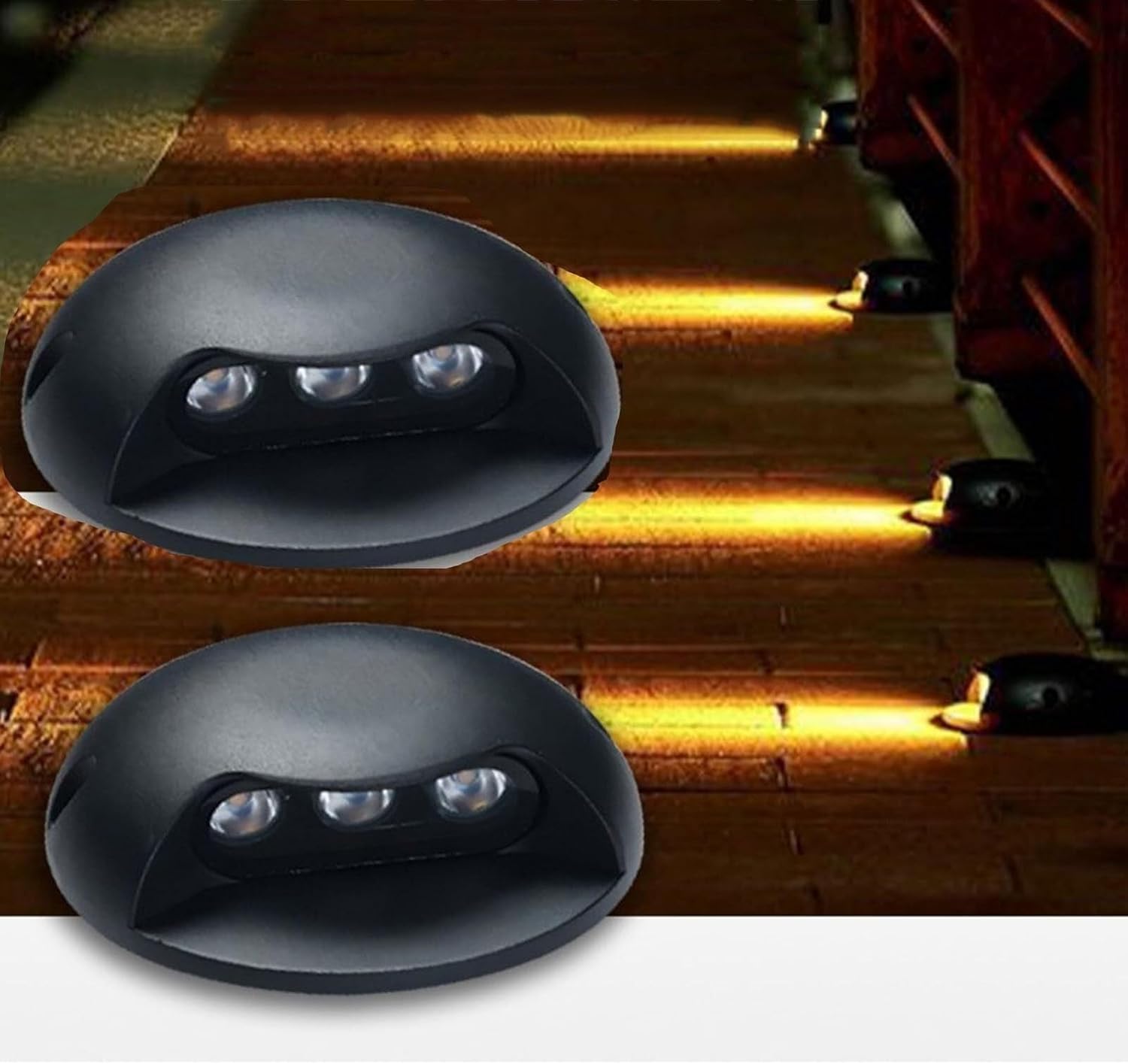 2PCS 3W LED Garden Buried Lights, IP65 Waterproof Outdoor Deck Step Landscape Spotlights(Blue)