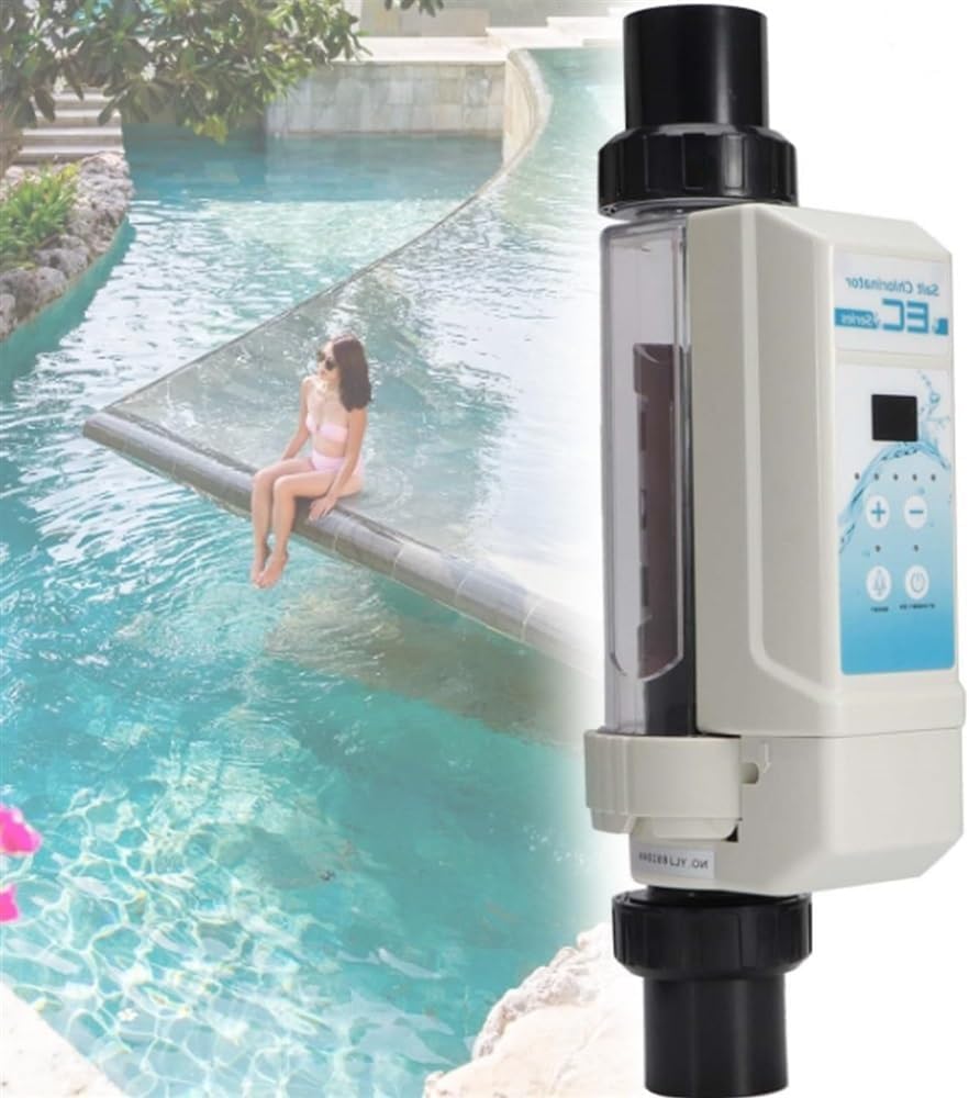 Saltwater Pool System for Swimming Tank SPA Pool 8/16/12/20g/h Chlorine Generator System Water Level Detection Plastic Salt Level (Size : 12g/h)