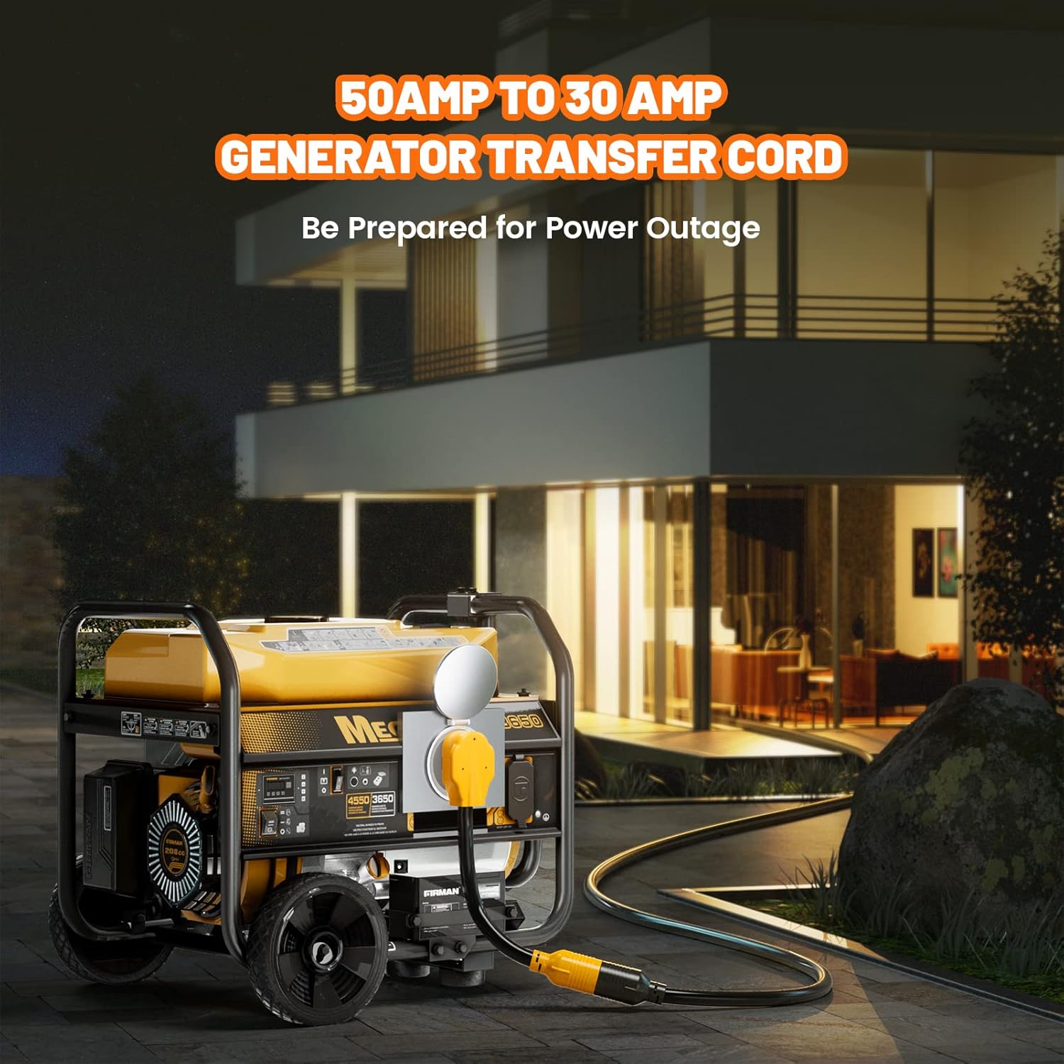 MECMO - Generator Splitter 4-Prong L14-30P Male to (2) L14-30R Female Y Adapter Cord +14-50P to L14-30R Generator Transfer Switch Adapter