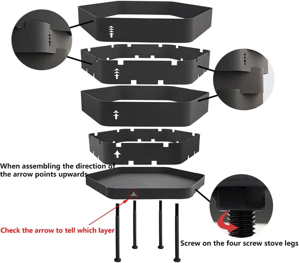 Wood Burning Stove - Portable Bonfire Fire Pit With Stand,Outdoor Firepit & Campfire Grill,for Outside Patio Backyard Cooking Camping(Black,Medium)