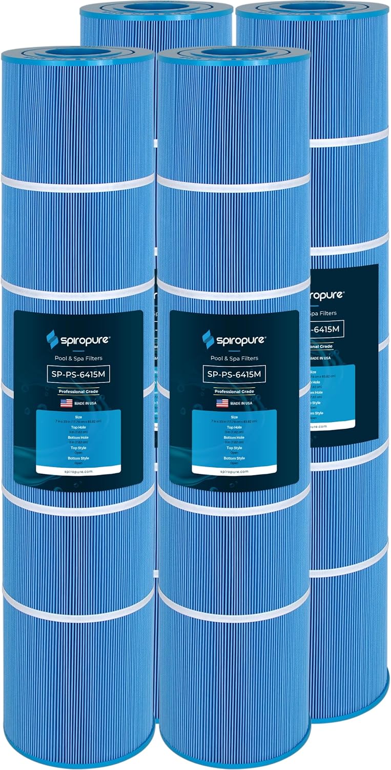 SpiroPure Replacement for Jandy CL580 Pleatco PJAN145 ULTRA-A10 Unicel C-7482 Filbur FC-0820 FC-6415 FC-0820M FC-6415M Blue Media Hot Tub Spa Pool Cartridge (Pack of 4)