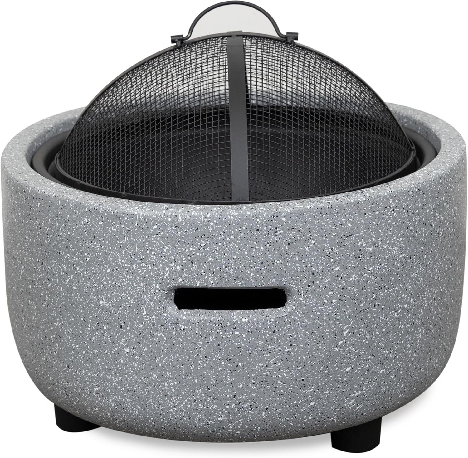 Alpine Corporation QFC334 Contemporary Gray Woodburning Firepit with Lid & Wood Poker, Decor for Patio & Deck, 16