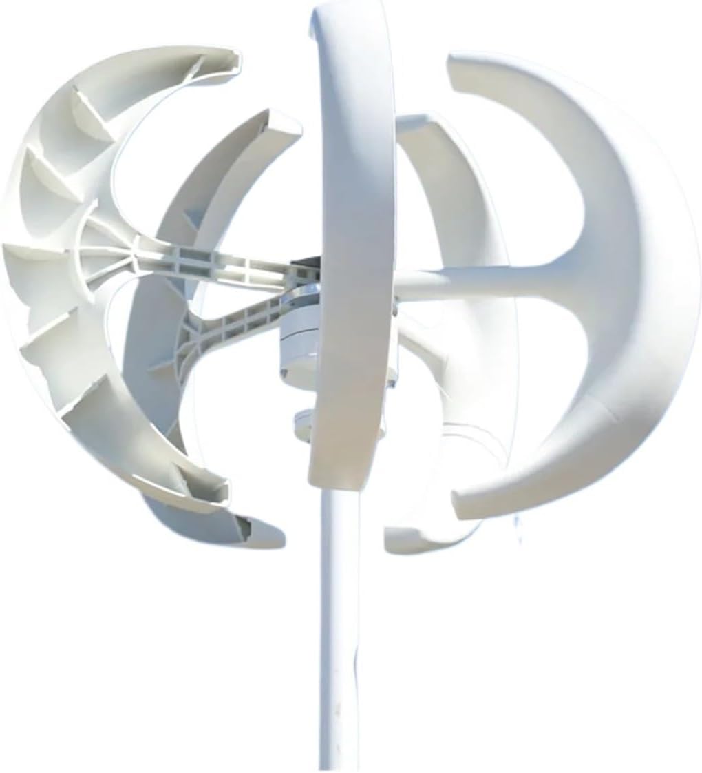 Wind Turbine Generator Kit, Wind Power Turbines Nerator 5kw 12/24/48V 5 Blades Windmill Lantern Vertical Axis for Streetlight for Hybrid Solar Wind System(White,48V)