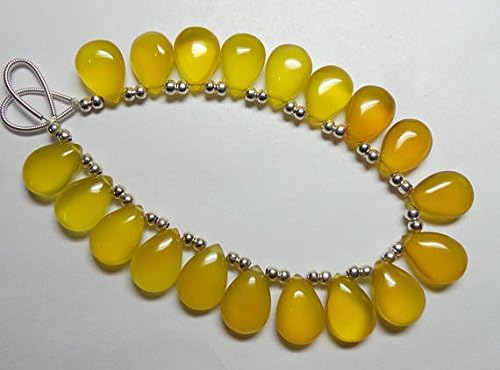 9 matched pairs, 14x10 mm long aprx.,yellow chalcedony smooth plain pear shape briolettes